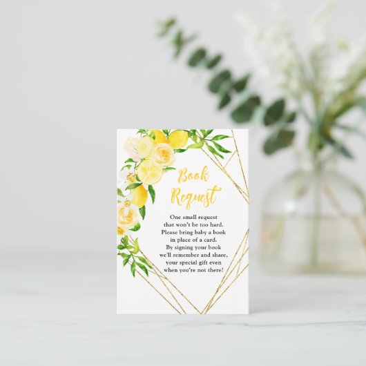Lemons and Foliage Baby Shower Book Request Informatiekaartje (Staand voorkant)
