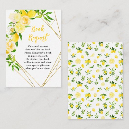 Lemons and Foliage Baby Shower Book Request Informatiekaartje (Voorkant / Achterkant)