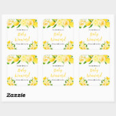 Lemons and Foliage Baby Shower Bookplate Vierkante Sticker (Vel)