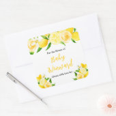 Lemons and Foliage Baby Shower Bookplate Vierkante Sticker (Envelop)