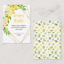 Lemons and Foliage Baby Shower Diaper Raffle Informatiekaartje