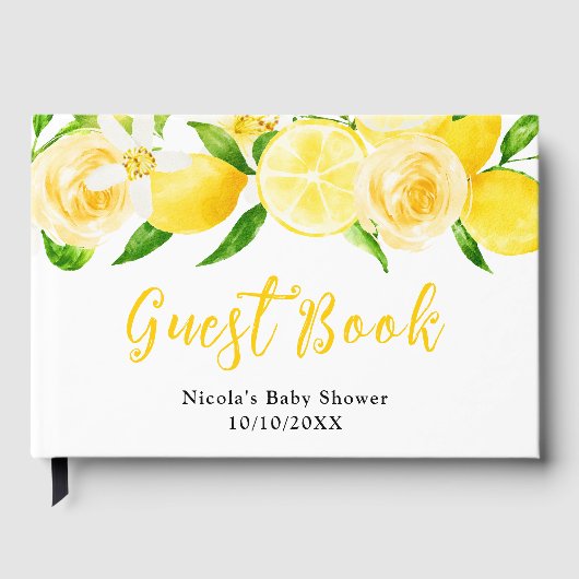 Lemons and Foliage Baby Shower Gastenboek (Voorkant)