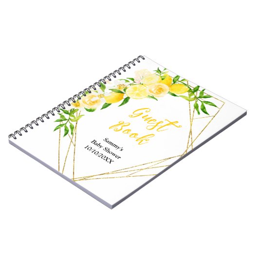 Lemons and Foliage Baby Shower Guest Book Notitieboek (Linkerzijde)