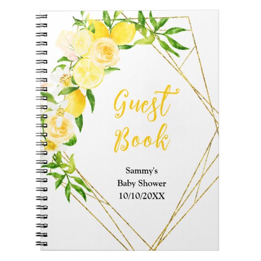 Lemons and Foliage Baby Shower Guest Book Notitieboek (Voorkant)