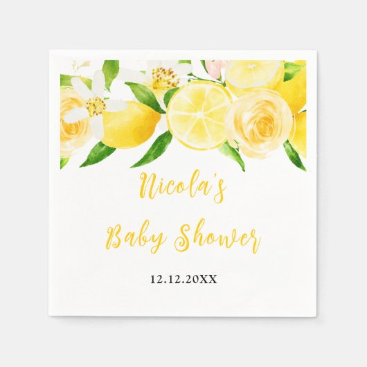 Lemons and Foliage Baby Shower Servet (Voorkant)