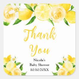 Lemons and Foliage Baby Shower Thank You Vierkante Sticker