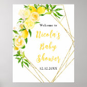 Lemons and Foliage Baby Shower Welcome Poster (Voorkant)
