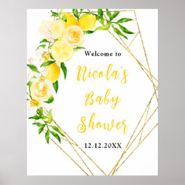 Lemons and Foliage Baby Shower Welcome Poster