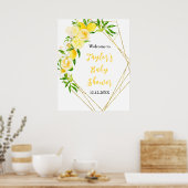 Lemons and Foliage Baby Shower Welcome Sign Poster (Keuken)