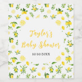 Lemons and Foliage Baby Shower Wijn Etiket (Enkel label)