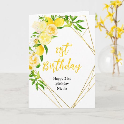 Lemons and Foliage Birthday Kaart (Gele Bloem)