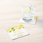 Lemons and Foliage Birthday Kartonnen Onderzetters (Insitu)