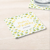 Lemons and Foliage Birthday Kartonnen Onderzetters (Schuin)