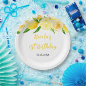 Lemons and Foliage Birthday Papieren Bordje (Feest)