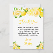 Lemons and Foliage Birthday Party Bedankkaart (Voorkant)