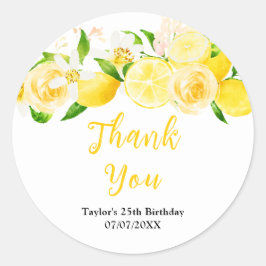 Lemons and Foliage Birthday Party Thank You Ronde Sticker