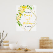 Lemons and Foliage Birthday Welcome Poster (Keuken)