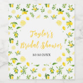 Lemons and Foliage Bridal Shower Wijn Etiket (Enkel label)
