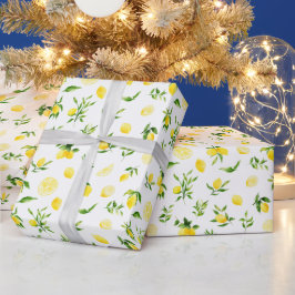 Lemons and Foliage Pattern Cadeaupapier
