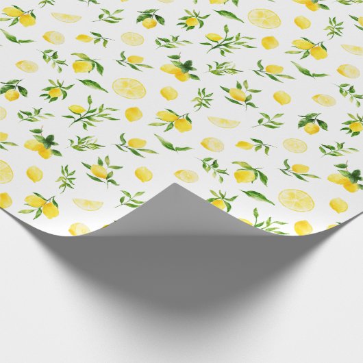 Lemons and Foliage Pattern Cadeaupapier (Hoek)