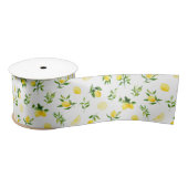 Lemons and Foliage Pattern Satijnen Lint (Spoel)