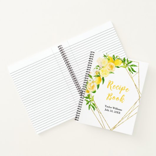 Lemons and Foliage Recipe Book Notitieboek (Binnen)