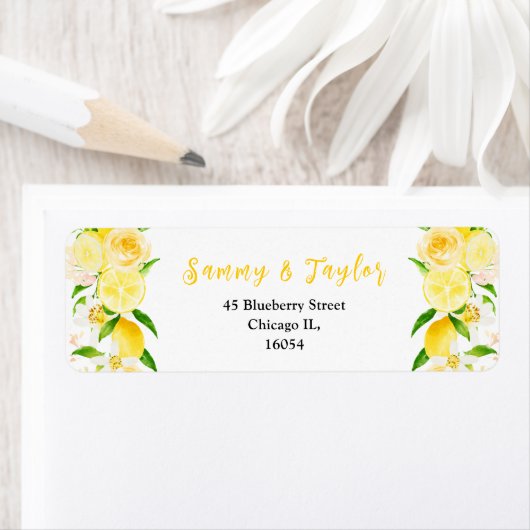 Lemons and Foliage Wedding Etiket (Insitu)