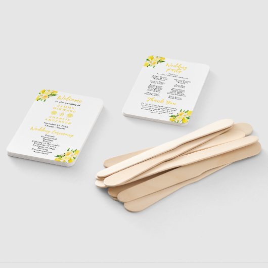 Lemons and Foliage Wedding Program Handwaaier (Niet-gemonteerd)