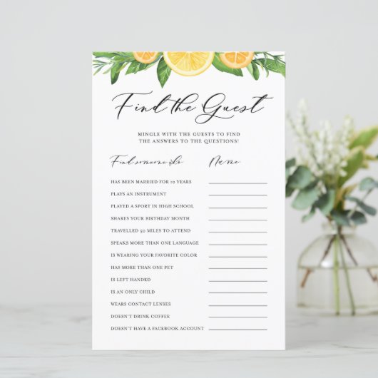 Lemons and Oranges Find the Guests Shower Game (Staand voorkant)