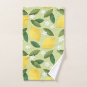 Lemons ans White Flowers on Green Background Bad Handdoek (Handdoek)