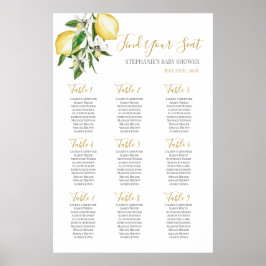 Lemons Baby shower Girl Seating Chart Poster
