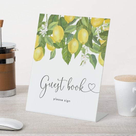 Lemons Baby shower Guest Book Reclamebord Met Voetstuk (Insitu)