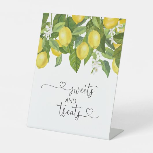 Lemons Baby ShowerSweets and Trees Reclamebord Met Voetstuk (Voorkant)