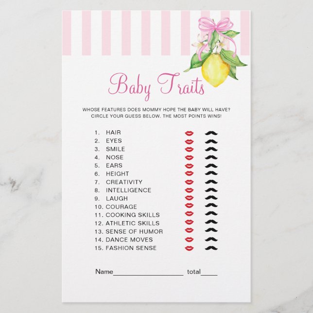 Lemons Baby Traits Spel (Voorkant)