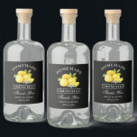 Lemons Bedankt Limoncello Black Bottle Labels Likeurfles Etiket<br><div class="desc">Elegant Waterverf Lemons Greenery Homemade Limoncello Wedding Bedankt voor de labels op de fles</div>