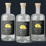 Lemons Bedankt Limoncello Black Bottle Labels Likeurfles Etiket<br><div class="desc">Elegant Waterverf Lemons Greenery Homemade Limoncello Wedding Bedankt voor de labels op de fles</div>