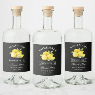 Lemons Bedankt Limoncello Black Bottle Labels Likeurfles Etiket