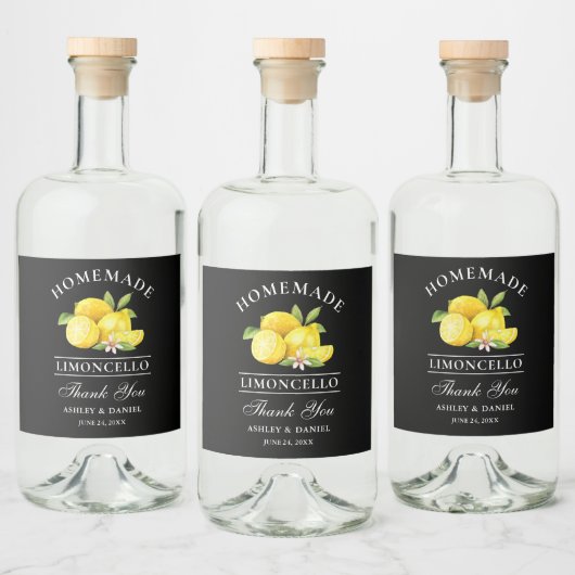 Lemons Bedankt Limoncello Black Bottle Labels Likeurfles Etiket (Flessen)