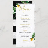 Lemons Black White Marmer Summer Monogram Menu (Voorkant / Achterkant)