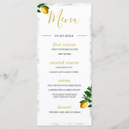Lemons Black White Marmer Summer Monogram Menu