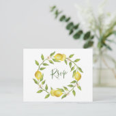 Lemons Blossom Bruiloft RSVP met Maaltijd Keuze Briefkaart (Staand voorkant)