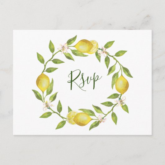 Lemons Blossom Bruiloft RSVP met Maaltijd Keuze Briefkaart (Voorkant)