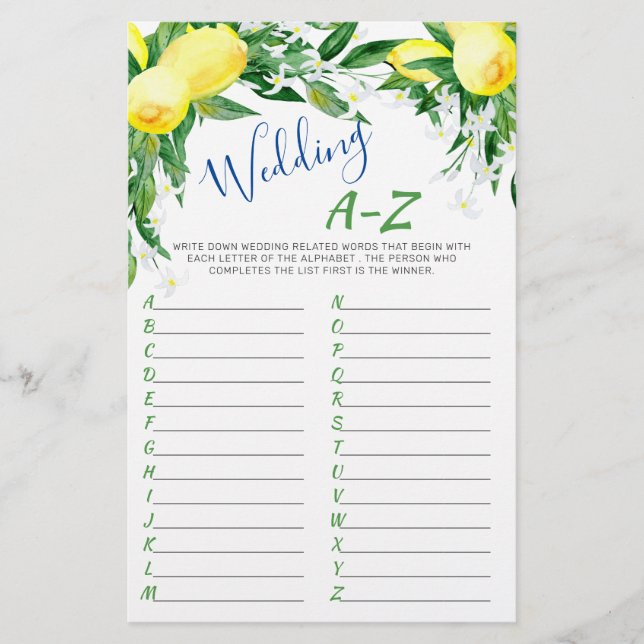 Lemons Blossom dubbelzijdig Vrijgezellenfeest game (Voorkant)