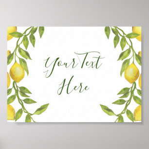 Lemons Blossom Greenery Afstuderen Sign Poster