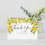 Lemons Blossom Greenery Baby shower Bedankkaart (Staand voorkant)
