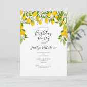 Lemons Blossom Greenery Birthday Party Kaart (Staand voorkant)