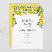 Lemons Blossom Greenery Birthday Party Kaart (Voorkant / Achterkant)