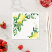 Lemons Blossom Greenery Chic Party Paper Servet (Insitu)
