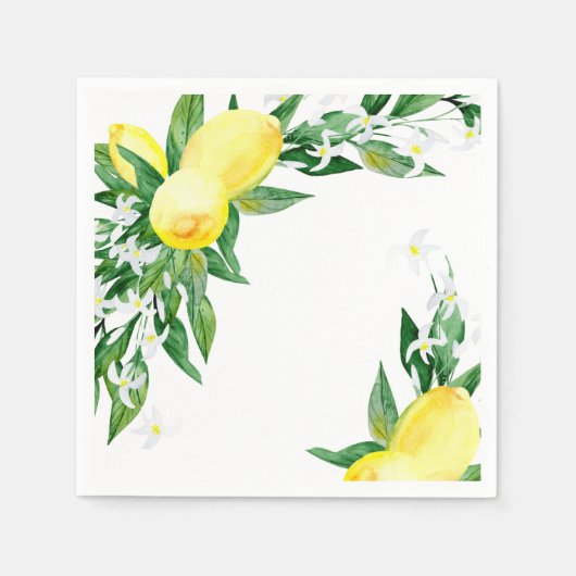 Lemons Blossom Greenery Chic Party Paper Servet (Voorkant)