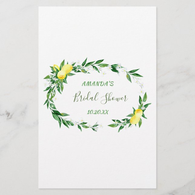 Lemons Blossom Greenery Chic Vrijgezellenfeest Gam (Achterkant)